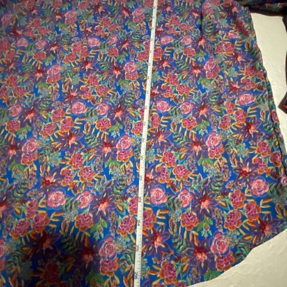 Rose + Olive boho pastel flowers top with ballon sleeves Sz M - Picture 12 of 13